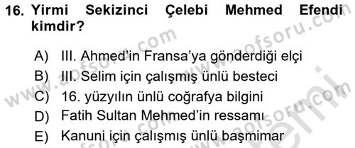 Akdeniz Uygarlıkları Sanatı Dersi 2020 - 2021 Yılı Yaz Okulu Sınav Soruları 16. Soru
