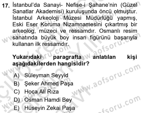 Akdeniz Uygarlıkları Sanatı Dersi 2020 - 2021 Yılı Yaz Okulu Sınav Soruları 17. Soru