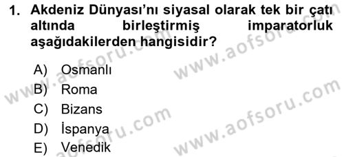 Akdeniz Uygarlıkları Sanatı Dersi Ara Sınavı Deneme Sınav Soruları 1. Soru