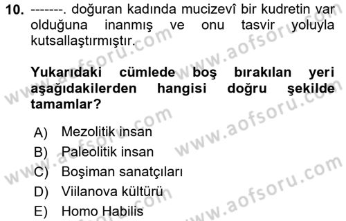 Akdeniz Uygarlıkları Sanatı Dersi Ara Sınavı Deneme Sınav Soruları 10. Soru