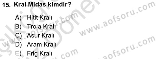 Akdeniz Uygarlıkları Sanatı Dersi 2021 - 2022 Yılı (Vize) Ara Sınav Soruları 15. Soru