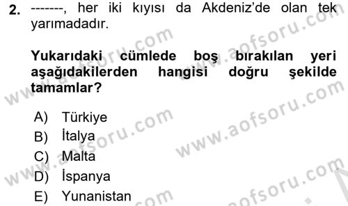 Akdeniz Uygarlıkları Sanatı Dersi Ara Sınavı Deneme Sınav Soruları 2. Soru