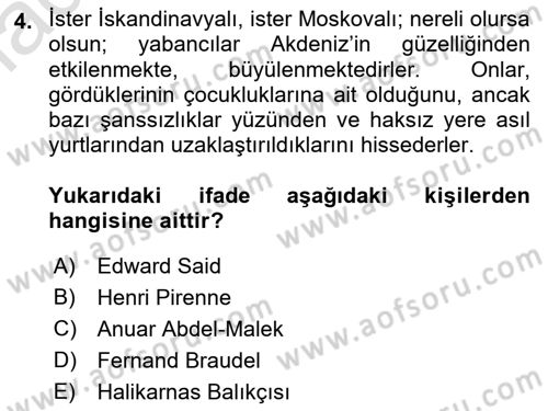 Akdeniz Uygarlıkları Sanatı Dersi Ara Sınavı Deneme Sınav Soruları 4. Soru