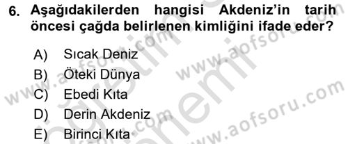Akdeniz Uygarlıkları Sanatı Dersi 2021 - 2022 Yılı (Vize) Ara Sınav Soruları 6. Soru