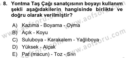 Akdeniz Uygarlıkları Sanatı Dersi Ara Sınavı Deneme Sınav Soruları 8. Soru