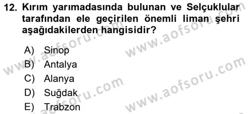 Akdeniz Uygarlıkları Sanatı Dersi 2021 - 2022 Yılı (Final) Dönem Sonu Sınavı 12. Soru