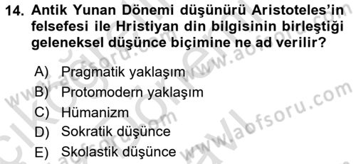 Akdeniz Uygarlıkları Sanatı Dersi 2021 - 2022 Yılı (Final) Dönem Sonu Sınavı 14. Soru