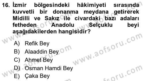 Akdeniz Uygarlıkları Sanatı Dersi 2021 - 2022 Yılı (Final) Dönem Sonu Sınavı 16. Soru