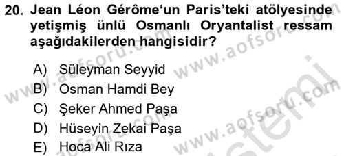 Akdeniz Uygarlıkları Sanatı Dersi 2021 - 2022 Yılı (Final) Dönem Sonu Sınavı 20. Soru