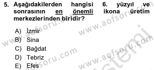 Akdeniz Uygarlıkları Sanatı Dersi 2021 - 2022 Yılı (Final) Dönem Sonu Sınavı 5. Soru