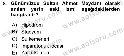 Akdeniz Uygarlıkları Sanatı Dersi 2021 - 2022 Yılı (Final) Dönem Sonu Sınavı 8. Soru