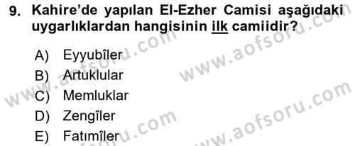 Akdeniz Uygarlıkları Sanatı Dersi 2021 - 2022 Yılı (Final) Dönem Sonu Sınavı 9. Soru