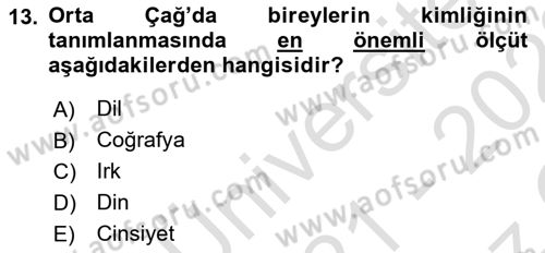 Akdeniz Uygarlıkları Sanatı Dersi 2021 - 2022 Yılı Yaz Okulu Sınav Soruları 13. Soru