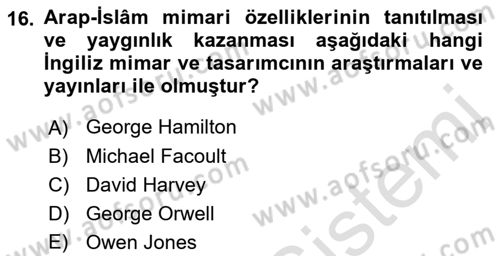 Akdeniz Uygarlıkları Sanatı Dersi 2021 - 2022 Yılı Yaz Okulu Sınav Soruları 16. Soru