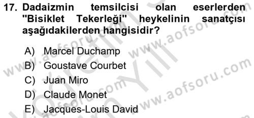 Akdeniz Uygarlıkları Sanatı Dersi 2021 - 2022 Yılı Yaz Okulu Sınav Soruları 17. Soru