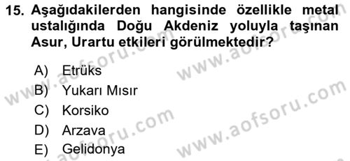 Akdeniz Uygarlıkları Sanatı Dersi 2022 - 2023 Yılı (Vize) Ara Sınav Soruları 15. Soru