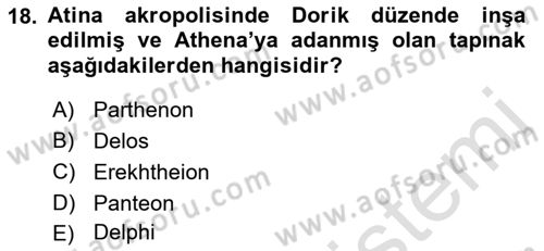 Akdeniz Uygarlıkları Sanatı Dersi 2022 - 2023 Yılı (Vize) Ara Sınav Soruları 18. Soru