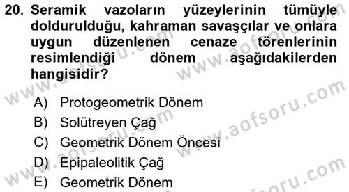 Akdeniz Uygarlıkları Sanatı Dersi 2022 - 2023 Yılı (Vize) Ara Sınav Soruları 20. Soru
