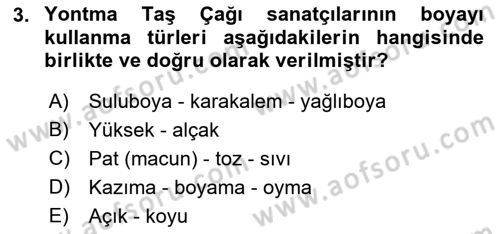 Akdeniz Uygarlıkları Sanatı Dersi Ara Sınavı Deneme Sınav Soruları 3. Soru