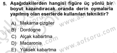 Akdeniz Uygarlıkları Sanatı Dersi Ara Sınavı Deneme Sınav Soruları 5. Soru
