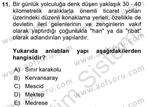 Akdeniz Uygarlıkları Sanatı Dersi 2022 - 2023 Yılı Yaz Okulu Sınavı 11. Soru