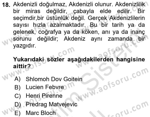 Akdeniz Uygarlıkları Sanatı Dersi 2022 - 2023 Yılı Yaz Okulu Sınavı 18. Soru