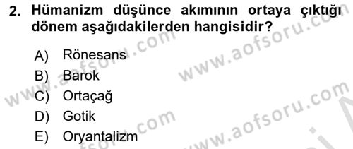 Akdeniz Uygarlıkları Sanatı Dersi 2022 - 2023 Yılı Yaz Okulu Sınavı 2. Soru