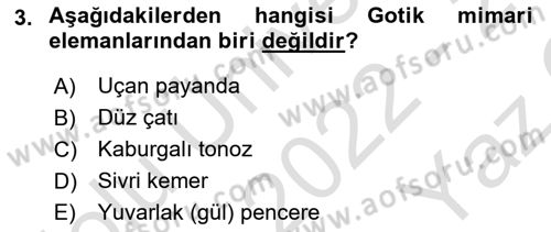 Akdeniz Uygarlıkları Sanatı Dersi 2022 - 2023 Yılı Yaz Okulu Sınavı 3. Soru