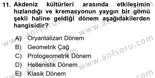 Akdeniz Uygarlıkları Sanatı Dersi 2023 - 2024 Yılı (Vize) Ara Sınav Soruları 11. Soru