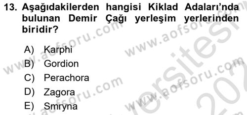 Akdeniz Uygarlıkları Sanatı Dersi 2023 - 2024 Yılı (Vize) Ara Sınav Soruları 13. Soru