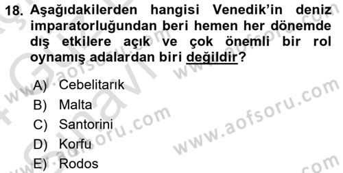 Akdeniz Uygarlıkları Sanatı Dersi Ara Sınavı Deneme Sınav Soruları 18. Soru