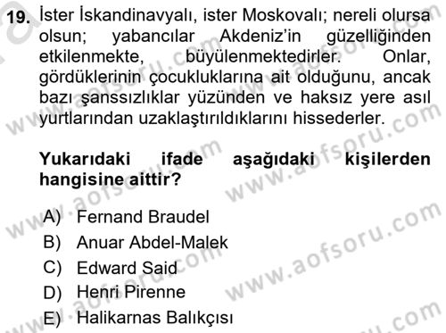 Akdeniz Uygarlıkları Sanatı Dersi 2023 - 2024 Yılı (Vize) Ara Sınav Soruları 19. Soru