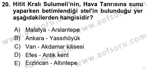 Akdeniz Uygarlıkları Sanatı Dersi Ara Sınavı Deneme Sınav Soruları 20. Soru