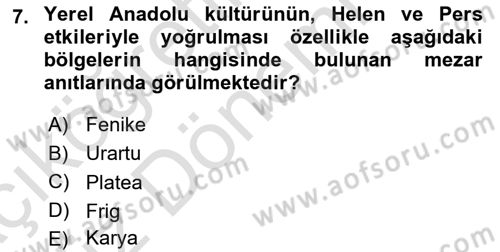 Akdeniz Uygarlıkları Sanatı Dersi 2023 - 2024 Yılı (Vize) Ara Sınav Soruları 7. Soru