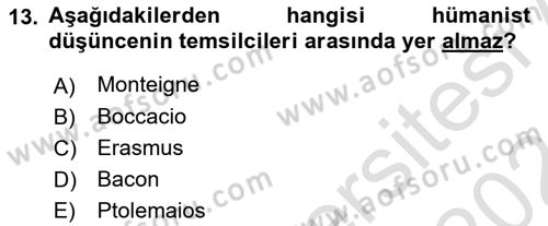 Akdeniz Uygarlıkları Sanatı Dersi 2023 - 2024 Yılı (Final) Dönem Sonu Sınav Soruları 13. Soru