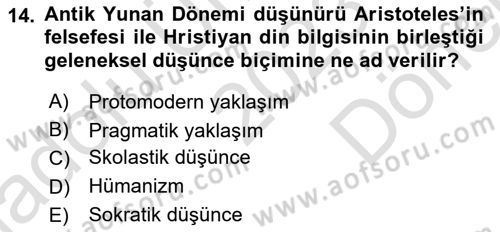 Akdeniz Uygarlıkları Sanatı Dersi 2023 - 2024 Yılı (Final) Dönem Sonu Sınav Soruları 14. Soru