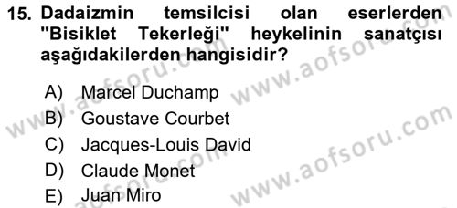 Akdeniz Uygarlıkları Sanatı Dersi 2023 - 2024 Yılı (Final) Dönem Sonu Sınav Soruları 15. Soru