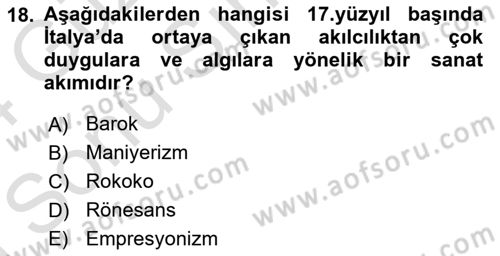 Akdeniz Uygarlıkları Sanatı Dersi 2023 - 2024 Yılı (Final) Dönem Sonu Sınav Soruları 18. Soru