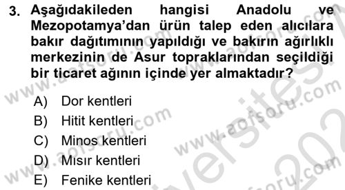 Akdeniz Uygarlıkları Sanatı Dersi 2023 - 2024 Yılı (Final) Dönem Sonu Sınav Soruları 3. Soru