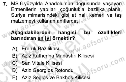 Akdeniz Uygarlıkları Sanatı Dersi 2023 - 2024 Yılı (Final) Dönem Sonu Sınav Soruları 7. Soru