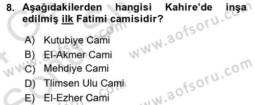 Akdeniz Uygarlıkları Sanatı Dersi 2023 - 2024 Yılı (Final) Dönem Sonu Sınav Soruları 8. Soru