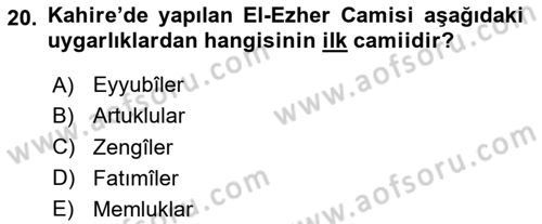 Akdeniz Uygarlıkları Sanatı Dersi 2023 - 2024 Yılı Yaz Okulu Sınav Soruları 20. Soru