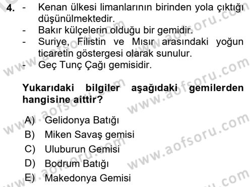 Akdeniz Uygarlıkları Sanatı Dersi 2023 - 2024 Yılı Yaz Okulu Sınav Soruları 4. Soru
