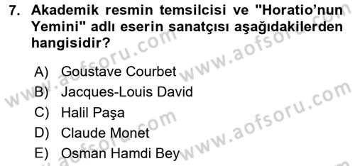 Akdeniz Uygarlıkları Sanatı Dersi 2023 - 2024 Yılı Yaz Okulu Sınav Soruları 7. Soru