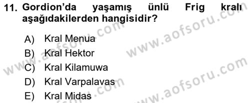 Akdeniz Uygarlıkları Sanatı Dersi Ara Sınavı Deneme Sınav Soruları 11. Soru