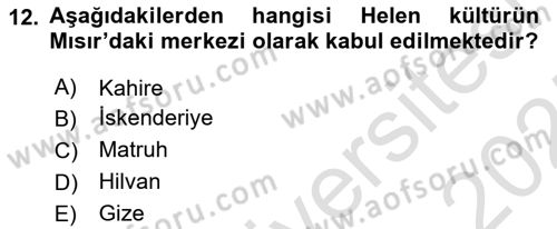 Akdeniz Uygarlıkları Sanatı Dersi Ara Sınavı Deneme Sınav Soruları 12. Soru