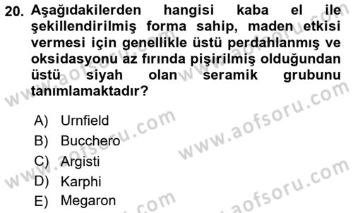 Akdeniz Uygarlıkları Sanatı Dersi 2024 - 2025 Yılı (Vize) Ara Sınav Soruları 20. Soru