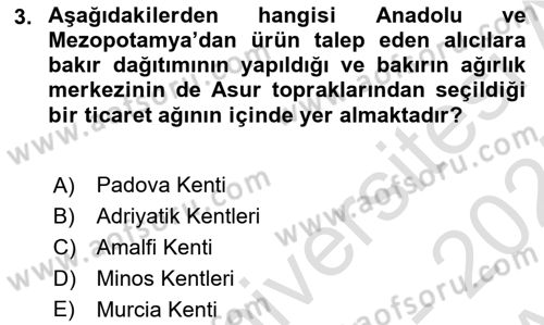 Akdeniz Uygarlıkları Sanatı Dersi Ara Sınavı Deneme Sınav Soruları 3. Soru