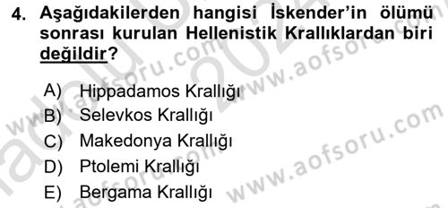 Akdeniz Uygarlıkları Sanatı Dersi 2024 - 2025 Yılı (Vize) Ara Sınav Soruları 4. Soru