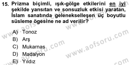 Akdeniz Uygarlıkları Sanatı Dersi 2024 - 2025 Yılı (Final) Dönem Sonu Sınav Soruları 15. Soru